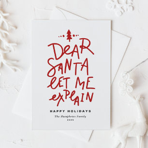 Red Dear Santa Lass Me Erkläre Funny Christmas Feiertagspostkarte