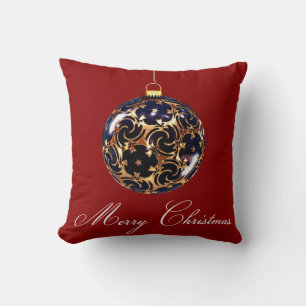Red Decorative Blue Glitzer Frohe Weihnachtsball Kissen