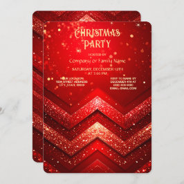 Red Decorative Christmas Glitter Holiday Party Einladung