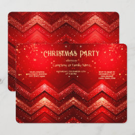 Red Decorative Christmas Glitter Holiday Party Einladung