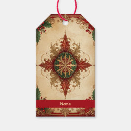 Red Decorative Holiday Gift Tag Geschenkanhänger