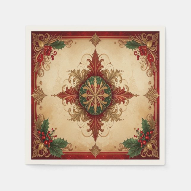 Red Decorative Holiday Napkin Serviette (Vorderseite)