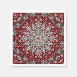 Red Decorative Holiday Napkin Serviette
