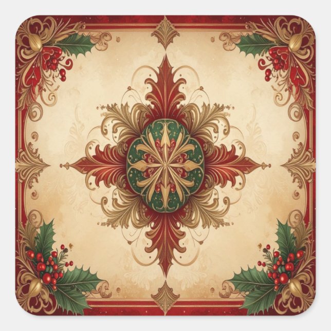 Red Decorative Holiday Sticker (Vorderseite)
