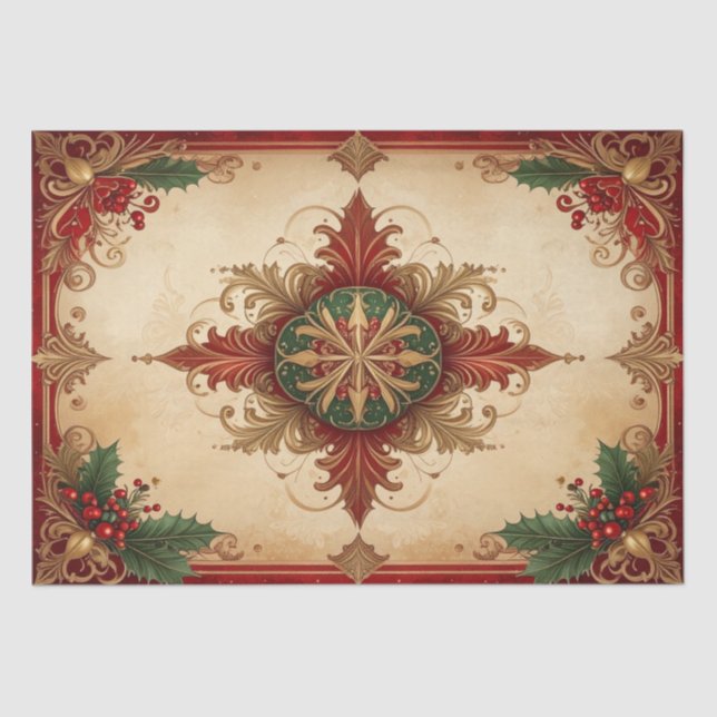 Red Decorative Holiday Tissue Paper Seidenpapier (Vorderseite)