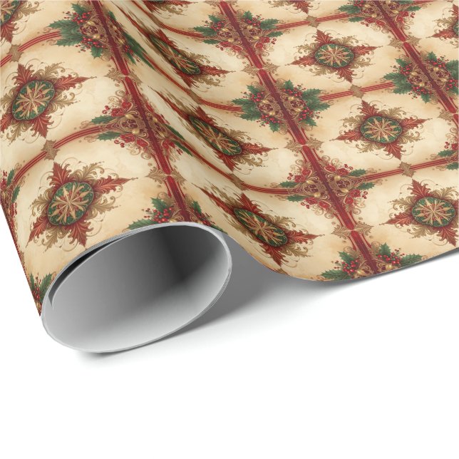 Red Decorative Holiday Wrapping Paper Geschenkpapier (Rolleneckpunkt)