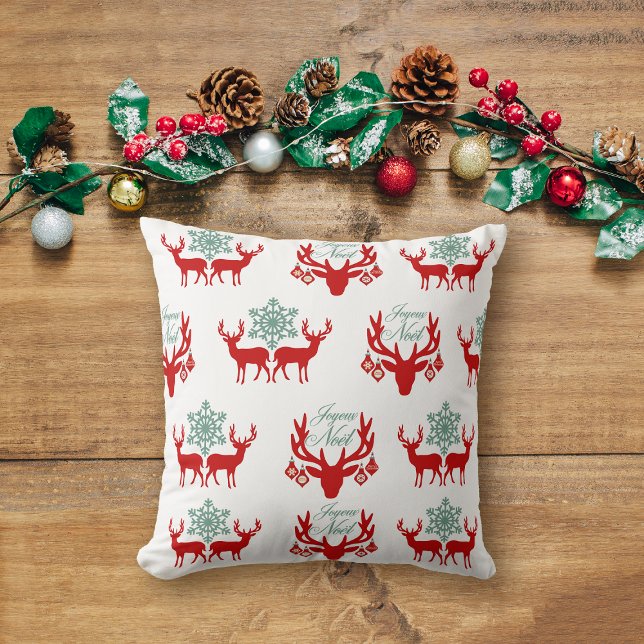 Red Deer Antlers Pattern Weihnachtsmuster Kissen (Von Creator hochgeladen)