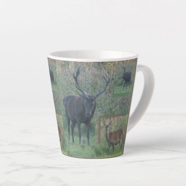 Red Deer Collage Latte Tasse (Rechte Ecke)