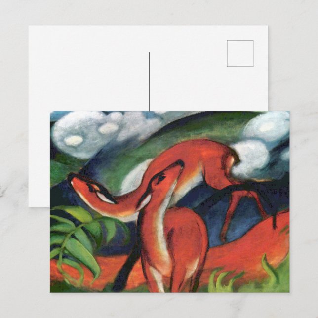 Red Deer II von Franz Marc Classic Malerei Postkarte (Vorne/Hinten)