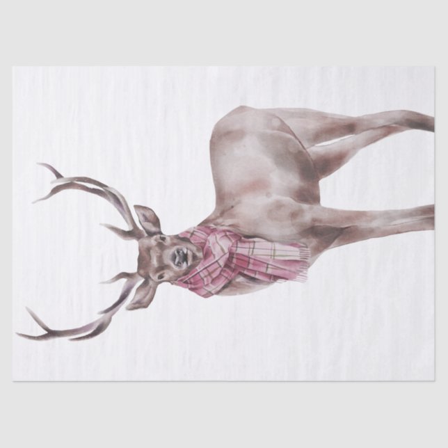 Red Deer Tartan Scala Wasserfarbe Seidenpapier (Vorderseite)