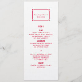 Red Deko Chic Wedding Menu Menükarte