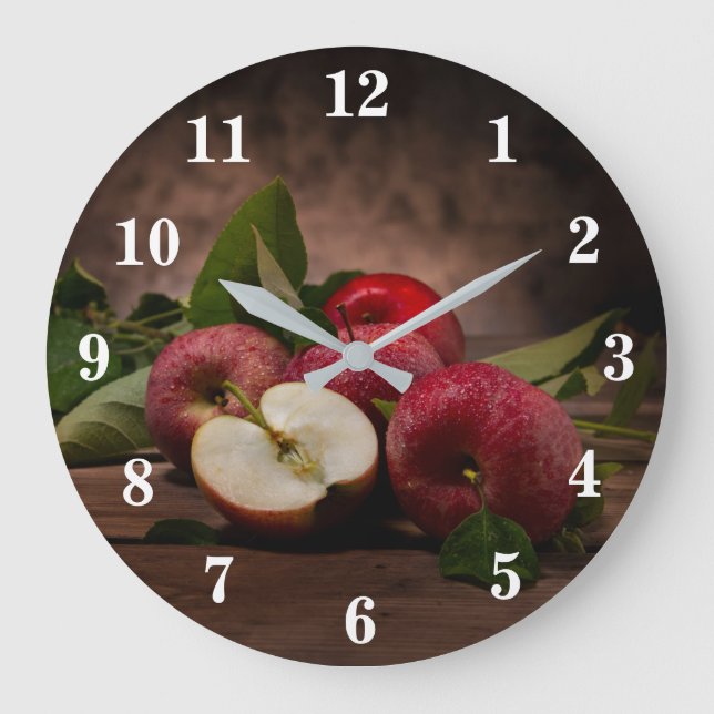Red Delicious Äpfel  Große Wanduhr (Vorderseite)