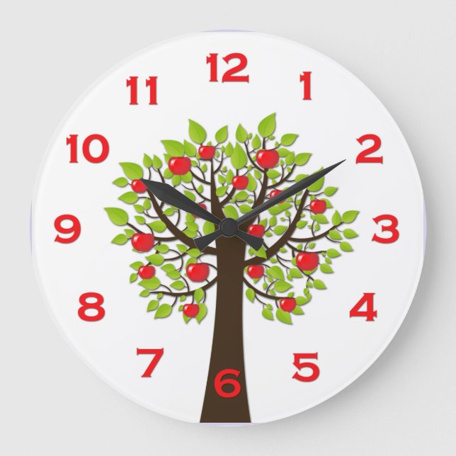 Red Delicious Apple Tree Wall Clock Große Wanduhr (Vorderseite)