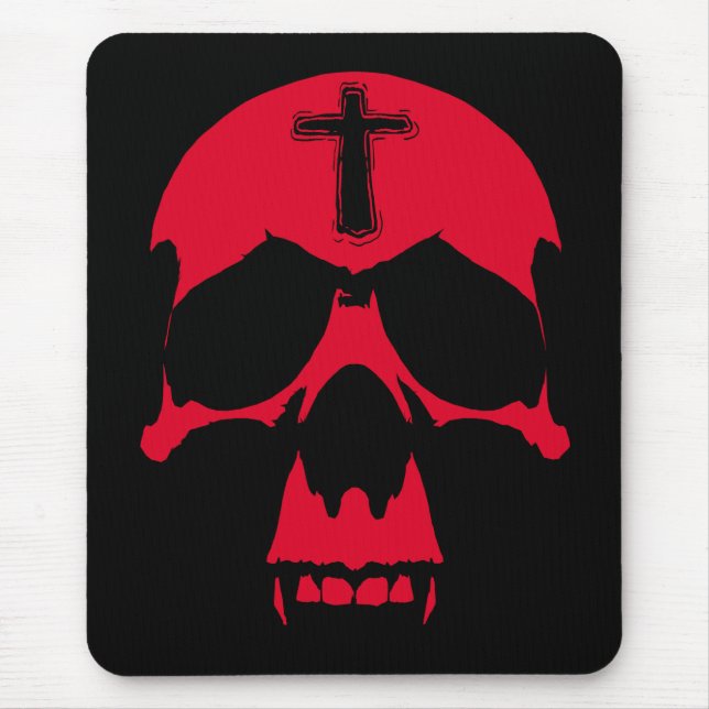 Red Demon Skull Gothic Grafik Design Mousepad (Vorne)