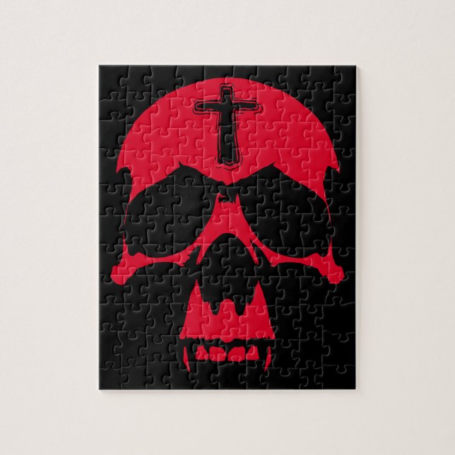 Red Demon Skull Gothic Grafik Design Puzzle (Vertikal)