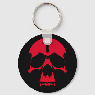Red Demon Skull Gothic Grafik Design Schlüsselanhänger