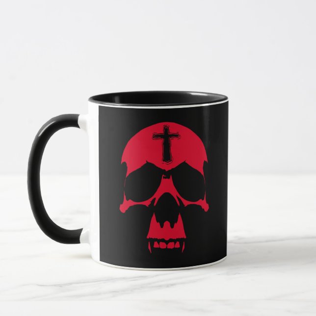 Red Demon Skull Gothic Grafik Design Tasse (Links)