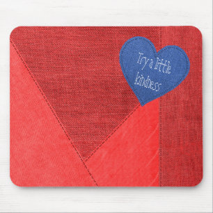 Red Denim Heart mit Zitat Mousepad