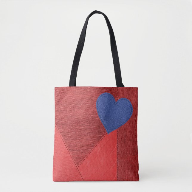 Red Denim Heart Tote Bag (Vorderseite)