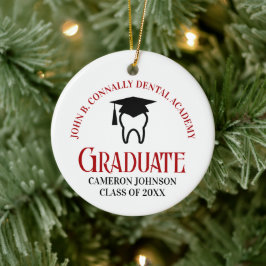 Red Dental School Custom Abschluss Weihnachten Keramik Ornament