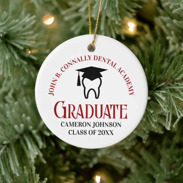 Red Dental School Custom Abschluss Weihnachten Keramik Ornament (Baum)