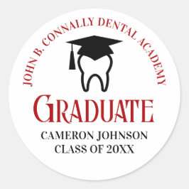 Red Dental School Custom Dentist Graduation Party Runder Aufkleber
