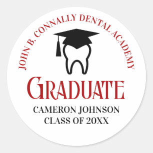 Red Dental School Custom Dentist Graduation Party Runder Aufkleber