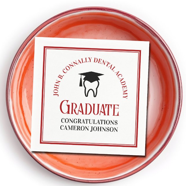 Red Dental School Custom Dentist Graduation Party Serviette (Von Creator hochgeladen)