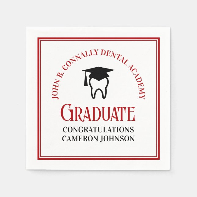 Red Dental School Custom Dentist Graduation Party Serviette (Vorderseite)