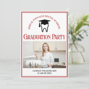 Red Dental School Foto Custom Graduation Party Einladung