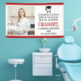 Red Dental School Graduation Party Foto Banner