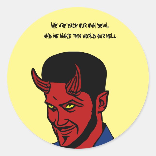Red Devil Demon Man Lucifer Horror Goth Art Runder Aufkleber (Vorderseite)