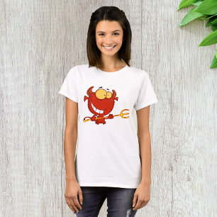 Red Devil Holding a Pitchfork Womens T - Shirt
