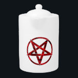 Red Devil Pentagram<br><div class="desc">Rot, invertiert, strukturiert Pentagramm im Kreis, auf weißem Hintergrund. Okkultistisches Symbol. 666</div>