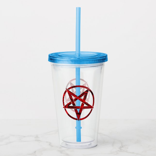 Red Devil Pentagram Acryltrinkbecher (Vorderseite)