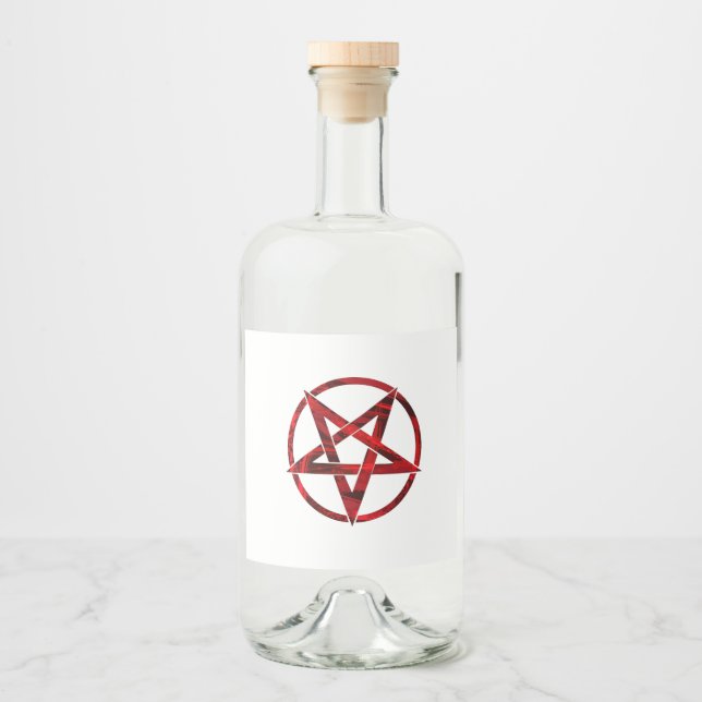 Red Devil Pentagram Alkoholflaschenetikett (Vorderseite)