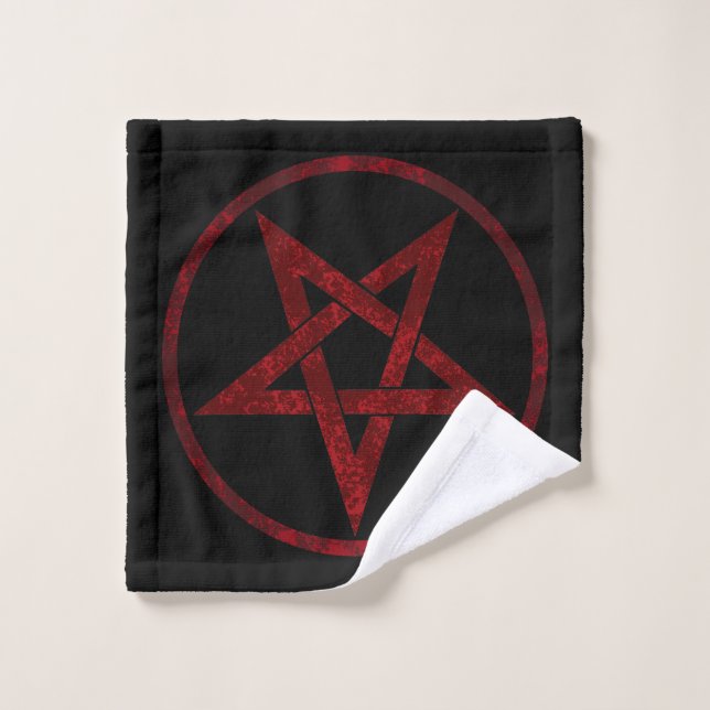 Red Devil Pentagram Badhandtuch Set (Waschlappen)