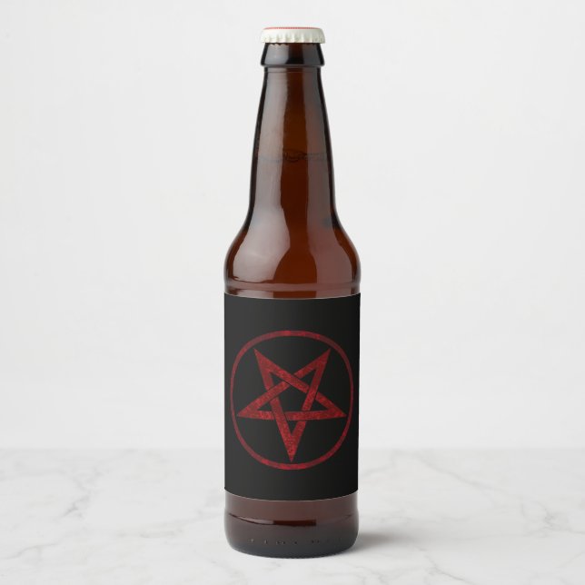 Red Devil Pentagram Bierflaschenetikett (Vorderseite)