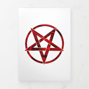 Red Devil Pentagram Dreifach Gefaltete Ankündigung