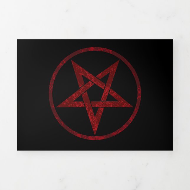 Red Devil Pentagram Dreifach Gefaltete Urlaubskarte (Cover)