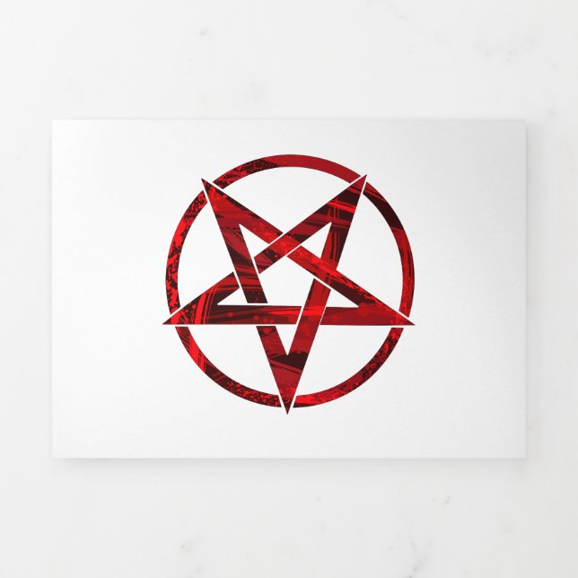 Red Devil Pentagram Dreifach Gefaltete Urlaubskarte (Cover)