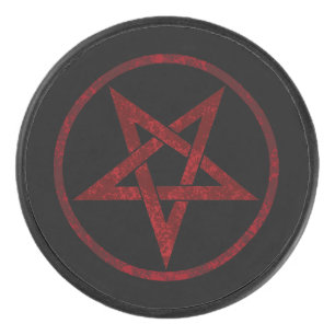 Red Devil Pentagram Eishockey Puck