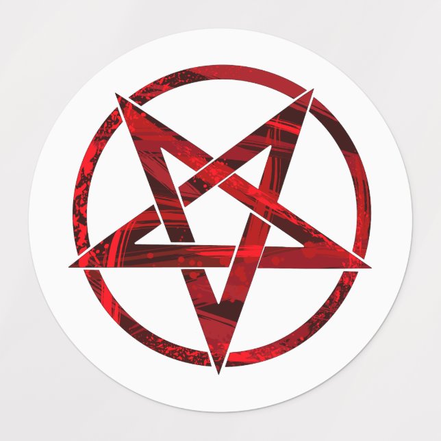 Red Devil Pentagram Etiketten (Design 1)