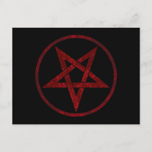 Red Devil Pentagram Feiertagspostkarte