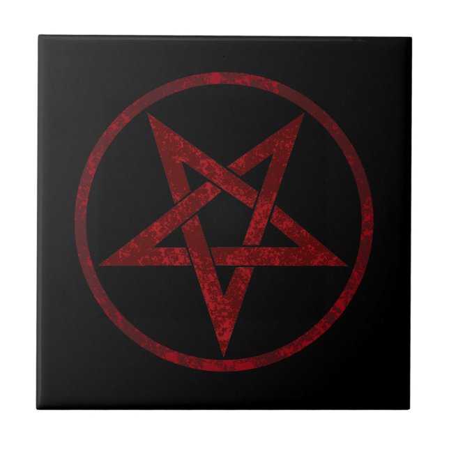 Red Devil Pentagram Fliese (Vorderseite)