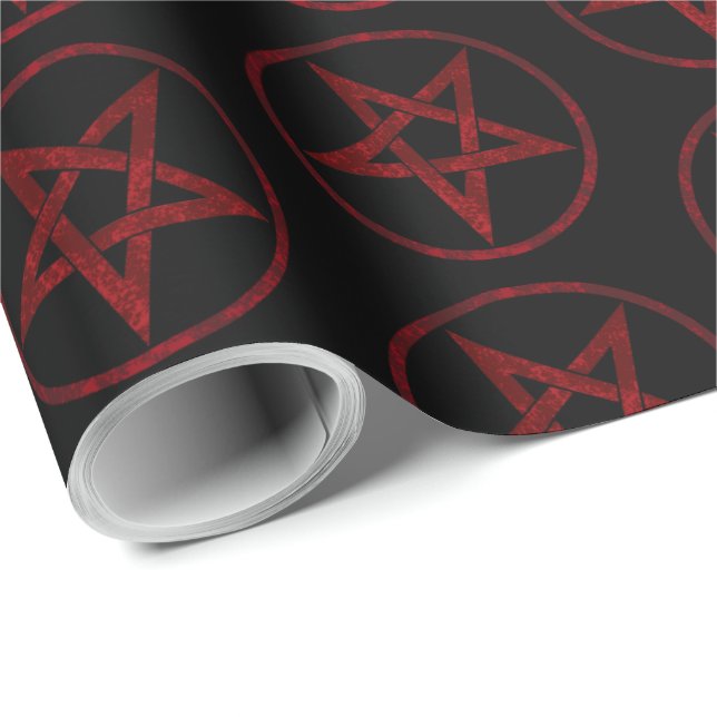 Red Devil Pentagram Geschenkpapier (Rolleneckpunkt)