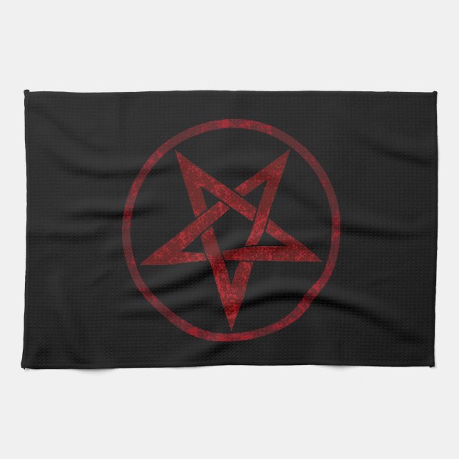 Red Devil Pentagram Geschirrtuch (Horizontal)