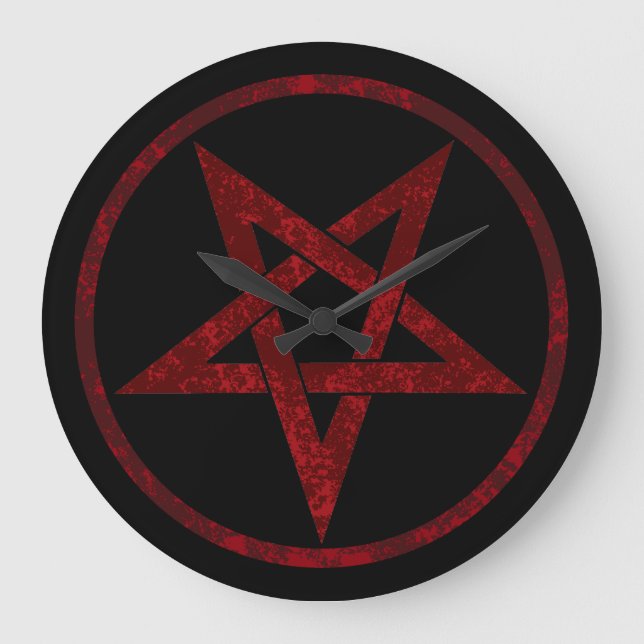 Red Devil Pentagram Große Wanduhr (Vorderseite)
