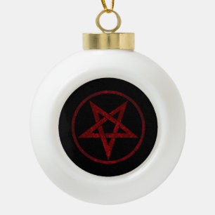 Red Devil Pentagram Keramik Kugel-Ornament