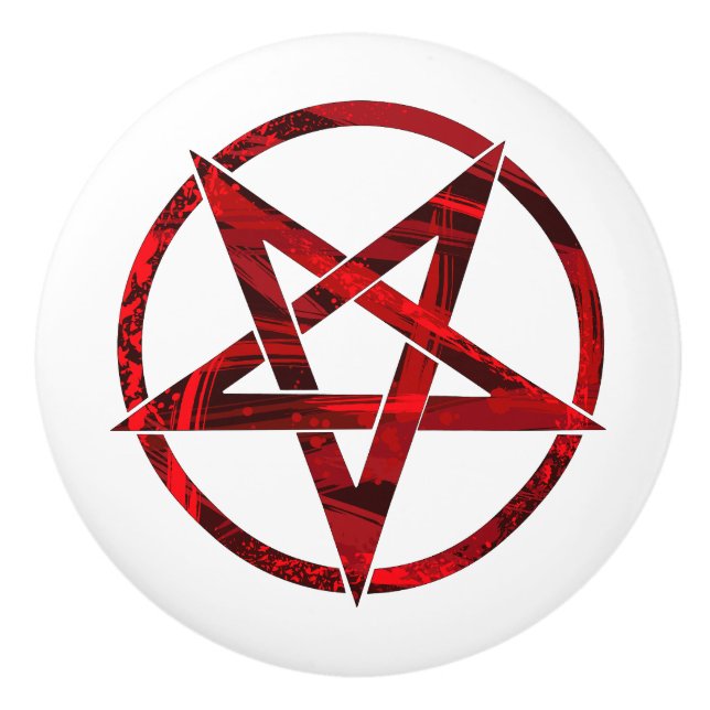 Red Devil Pentagram Keramikknauf (Vorderseite)